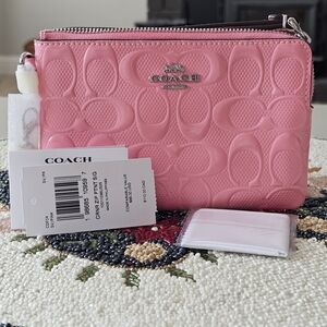 NWT Pink Coach Corner Zip
